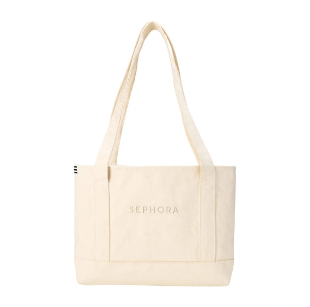 Shop Canvas Tote Bag with Lipstick Pockets
